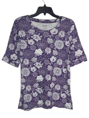 Blair Floral Purple & White Cuffed Sleeve Top